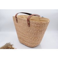 Straw Bag Leather Handle, Beach Bag, Tote, Woven Tote Bag, Leather & Straw Tote, Handbags | Etsy (US)