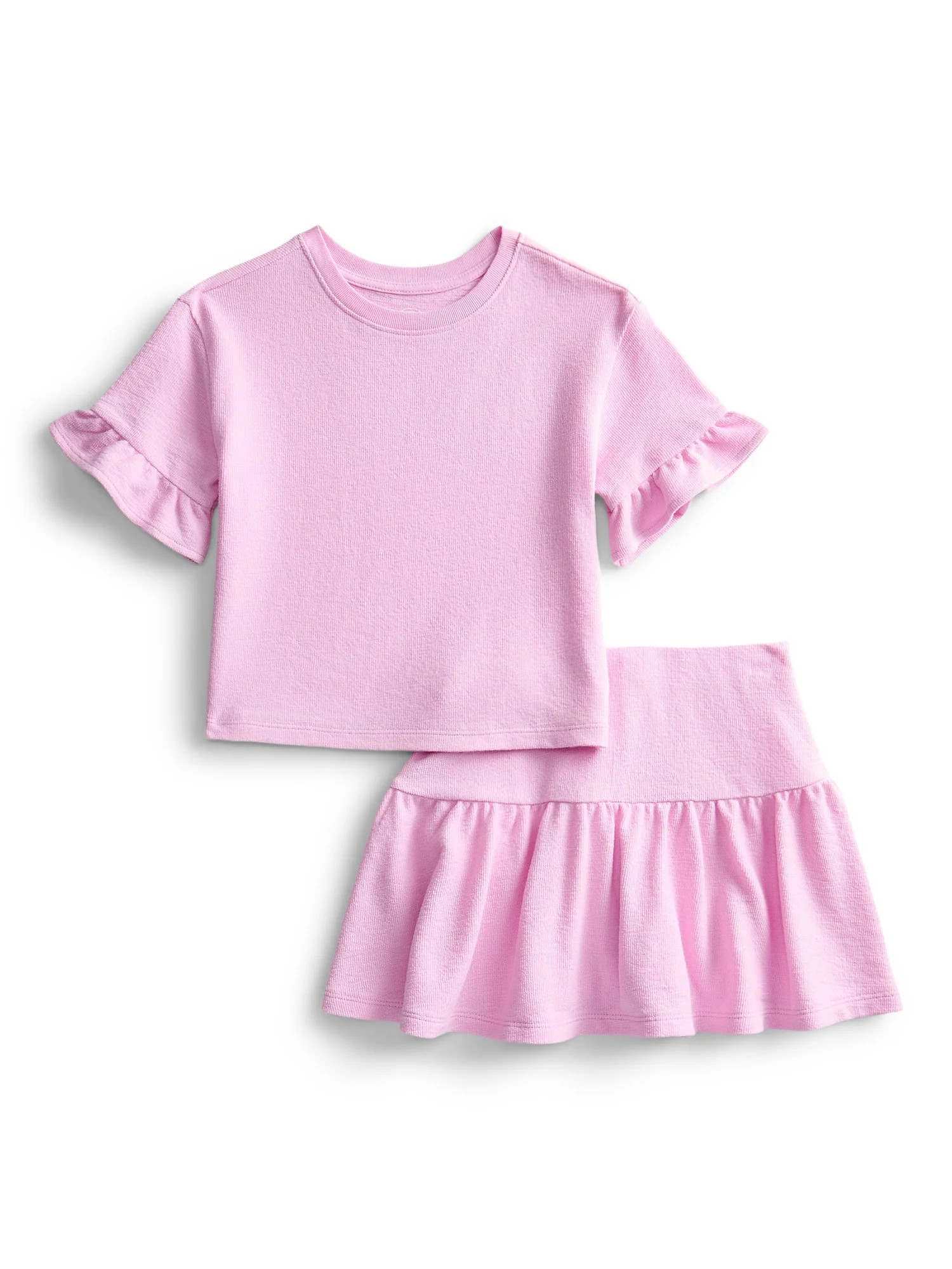 Wonder Nation Girls Ruffle Tee and Scooter Skirt Outfit Set, 2-Piece, Sizes 4-10 | Walmart (US)