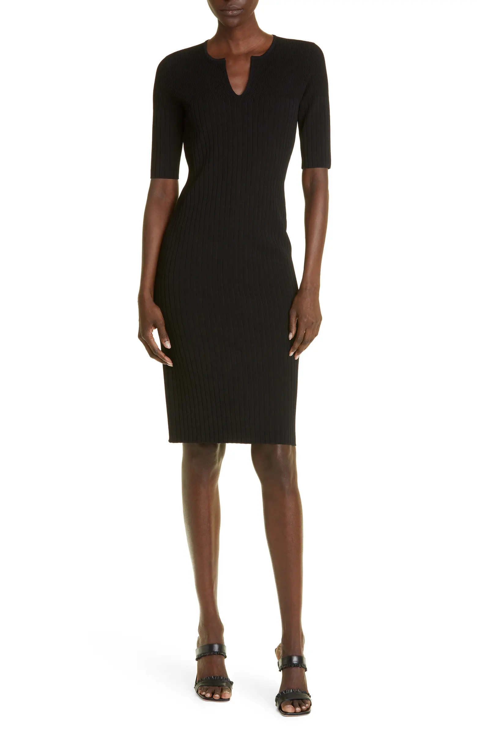 St. John Collection Short Sleeve Rib Knit Sweater Dress | Nordstrom | Nordstrom
