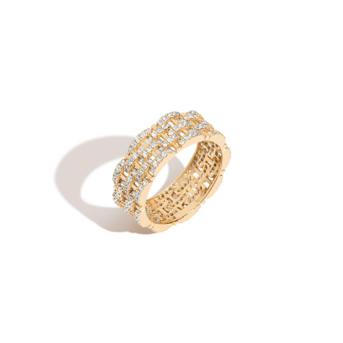 Mini Lab Grown White Sapphire Panther Chain Link Ring | AUrate New York