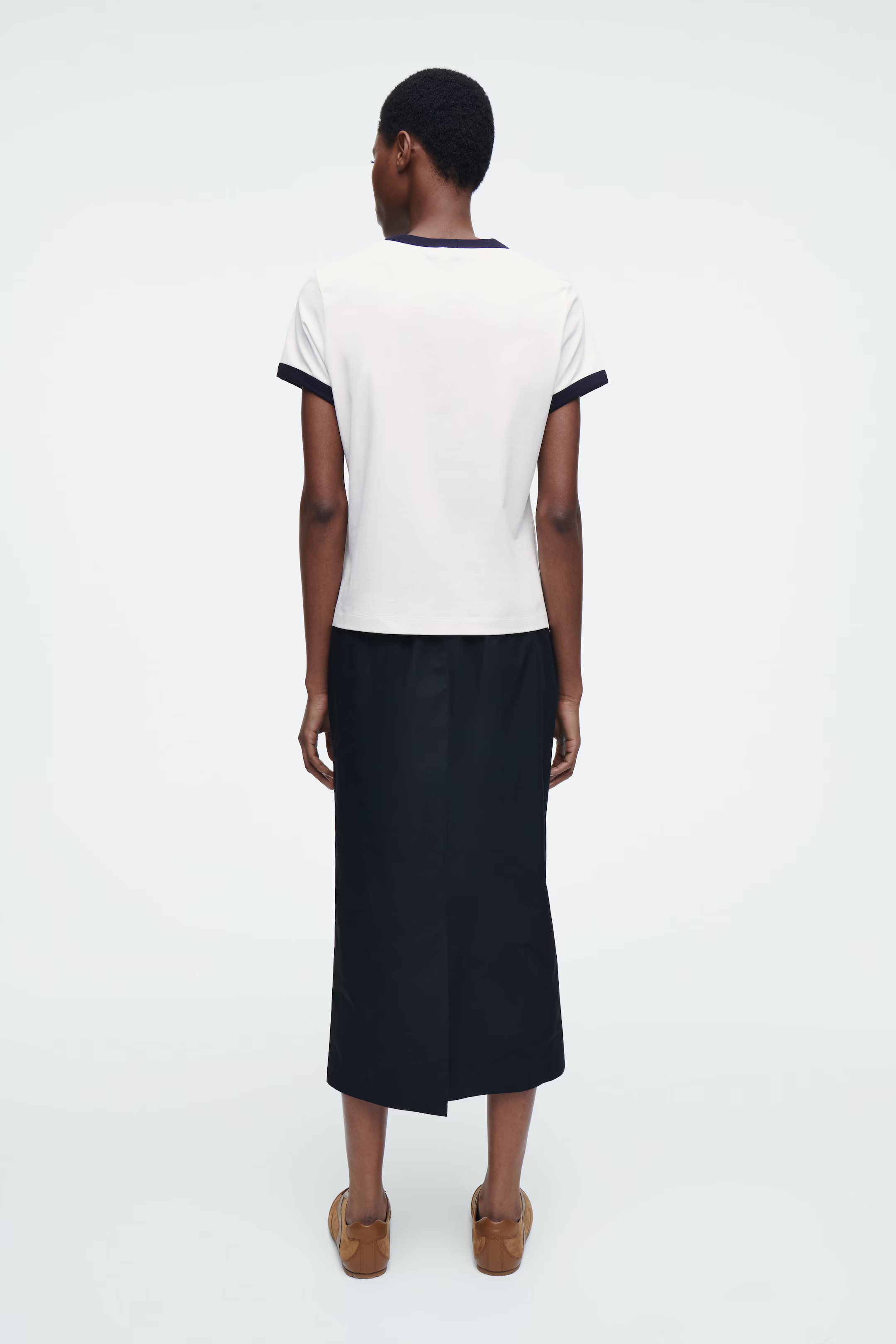 SHRUNKEN RINGER T-SHIRT - OFF-WHITE / NAVY | COS UK