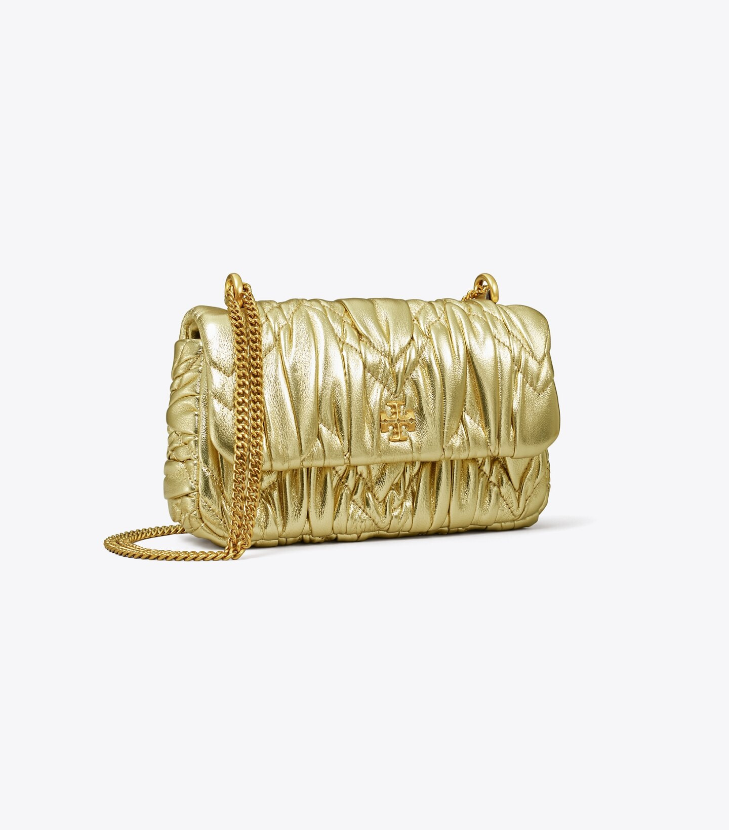 MINI KIRA METALLIC DIAMOND RUCHED FLAP SHOULDER BAG | Tory Burch (US)