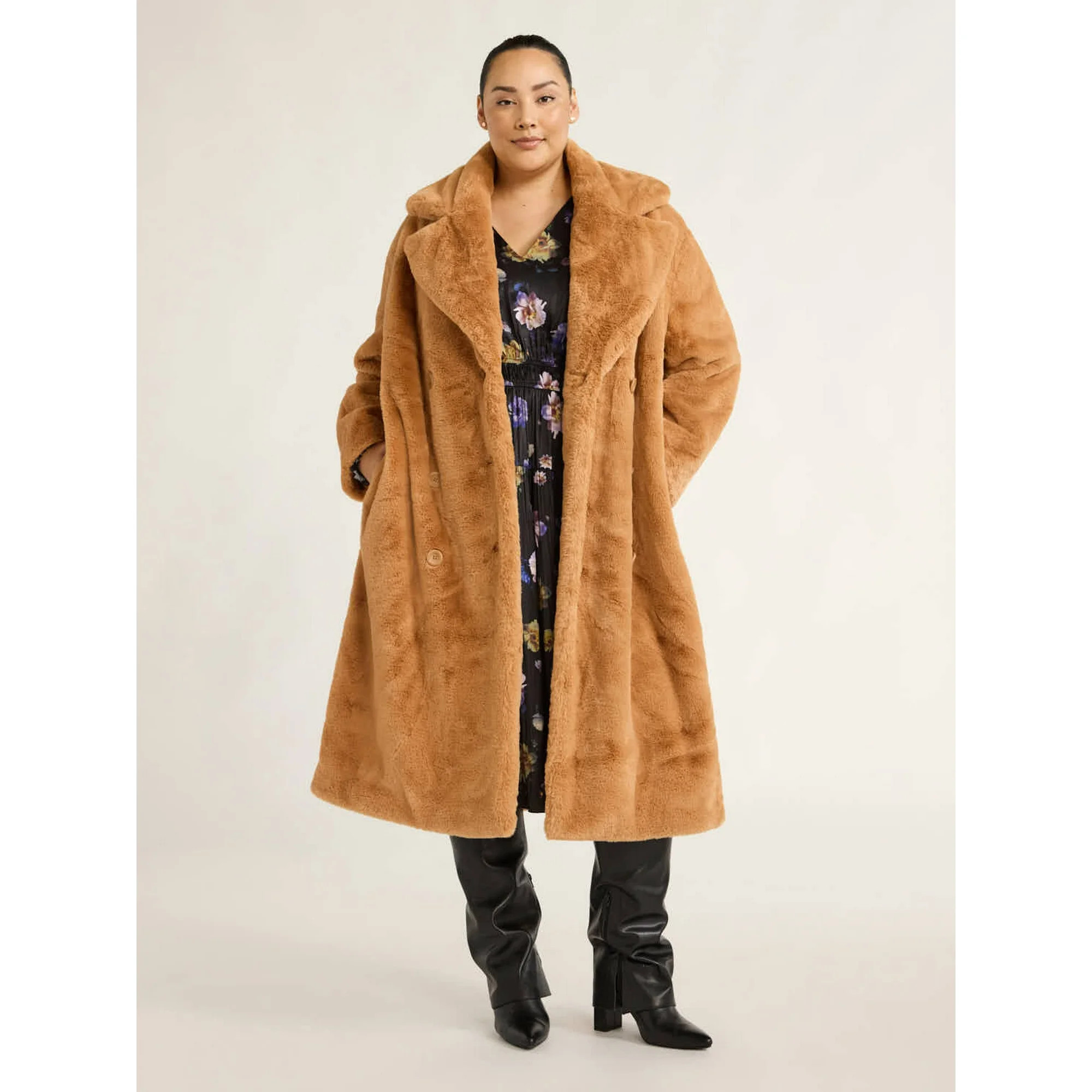 Scoop Women's & Women's Plus Faux Fur Oversized Maxi Coat, Sizes XS-4X | Walmart (US)
