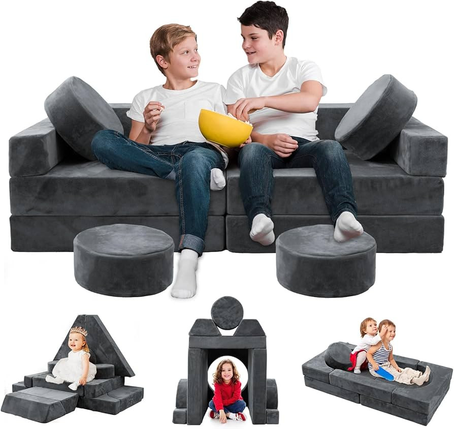 HOMFINE 16pcs Modular Kids Play Couch, Kids Toddler Couch, Child Sectional Sofa, Versatile Kid Co... | Amazon (US)