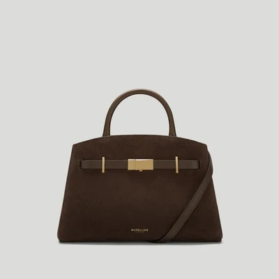 DeMellier The Small Hudson in Mocha Suede & Mocha Smooth Leather Crossbody bag | DeMellier
