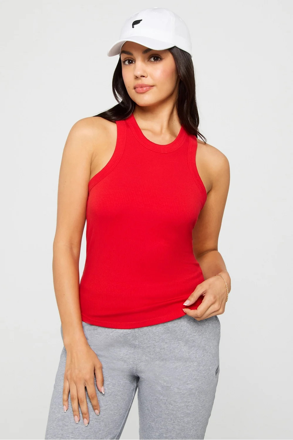 High Neck Rib Built-In Bra Tank | Fabletics