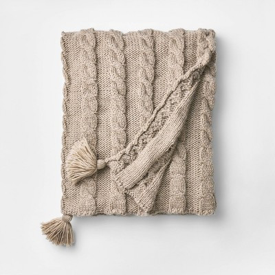 Knit Tassel Braided Throw Neutral - Threshold™ designed with Studio McGee | Target