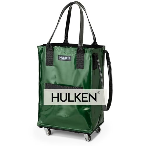 HULKEN (Small, Forest Green) Reusable Grocery Bag On Wheels, Shopping Trolley, Rolling Tote, Zipper Closure, Lightweight, Carries Up to 66 lb, Folds Flat | Amazon (US)