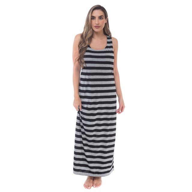 Just Love Racer Back Solid Tank Dress with Bungee (Heather Grey Black Stripe, X-Large) - Walmart.... | Walmart (US)