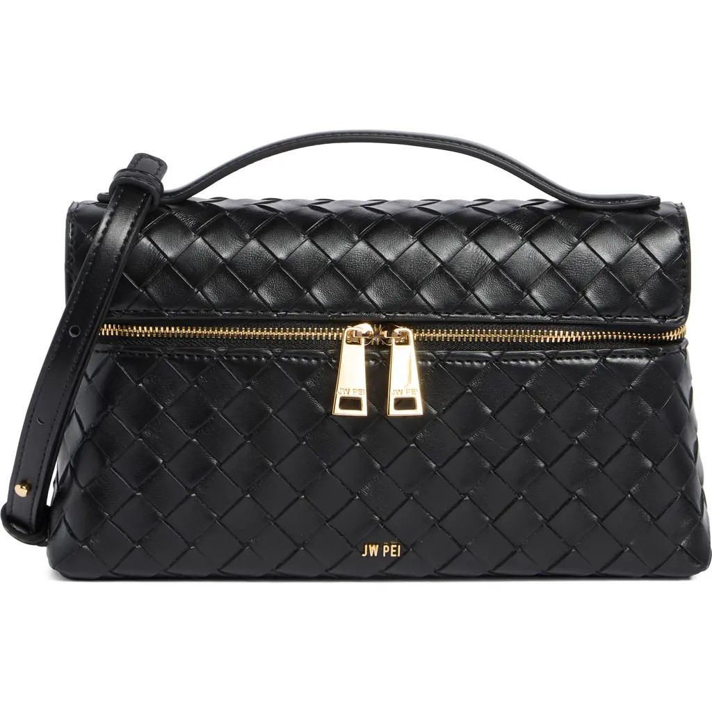 JW PEI Thea Woven Faux Leather Top Handle Crossbody Bag in Black at Nordstrom | Nordstrom