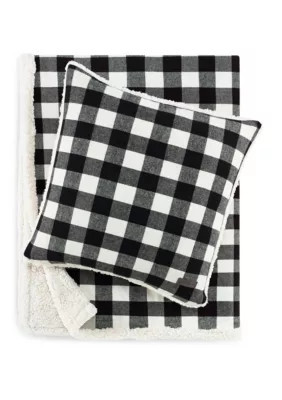 Eddie Bauer Cabin Plaid Cotton Throw & Pillow Set, Black, 20 x 20 | Belk