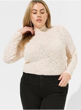 Stretch Lace Mock Neck Long Sleeve Top | Torrid (US & Canada)