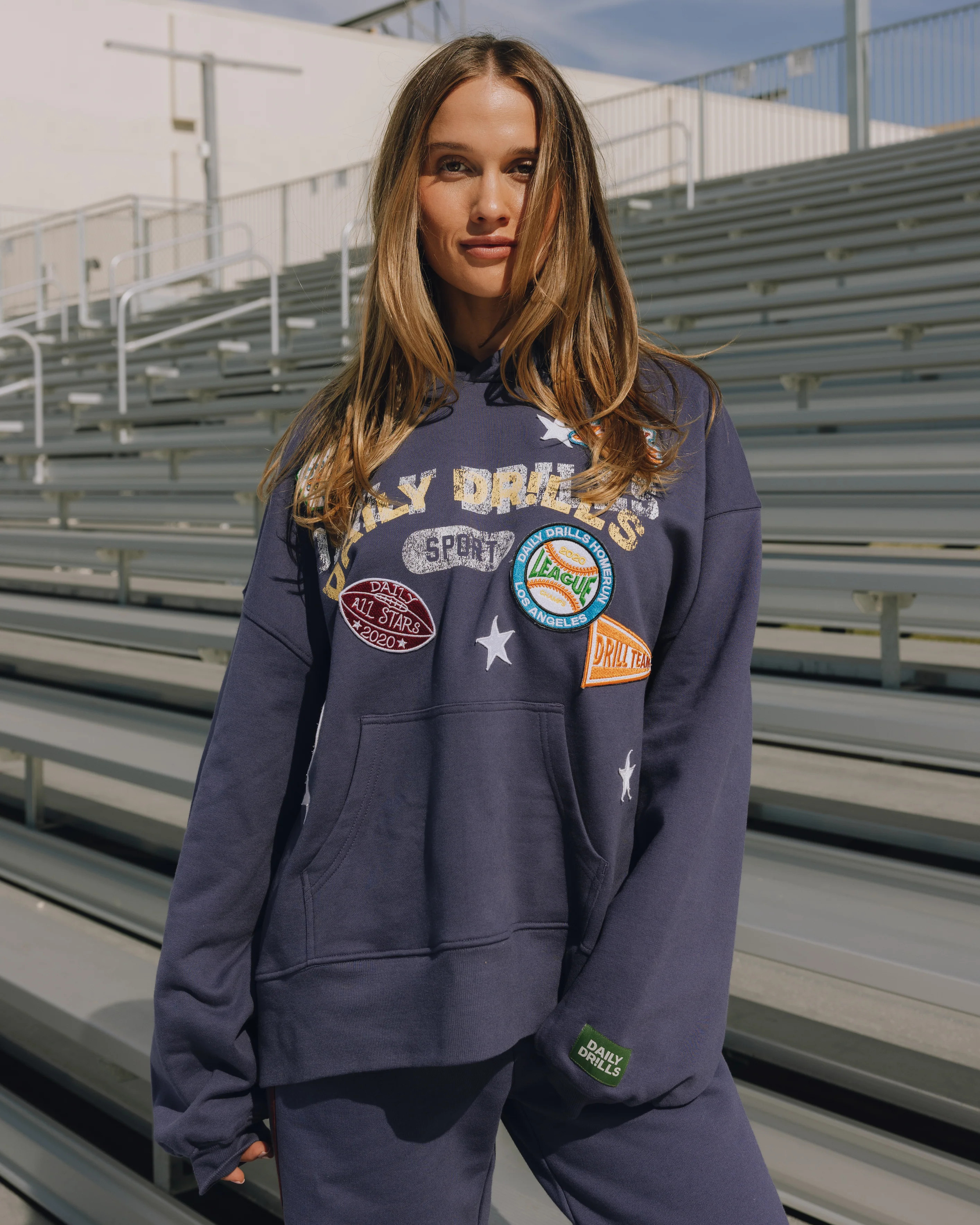 Oversized All Stars Hoodie - Navy | Daily Drills LLC