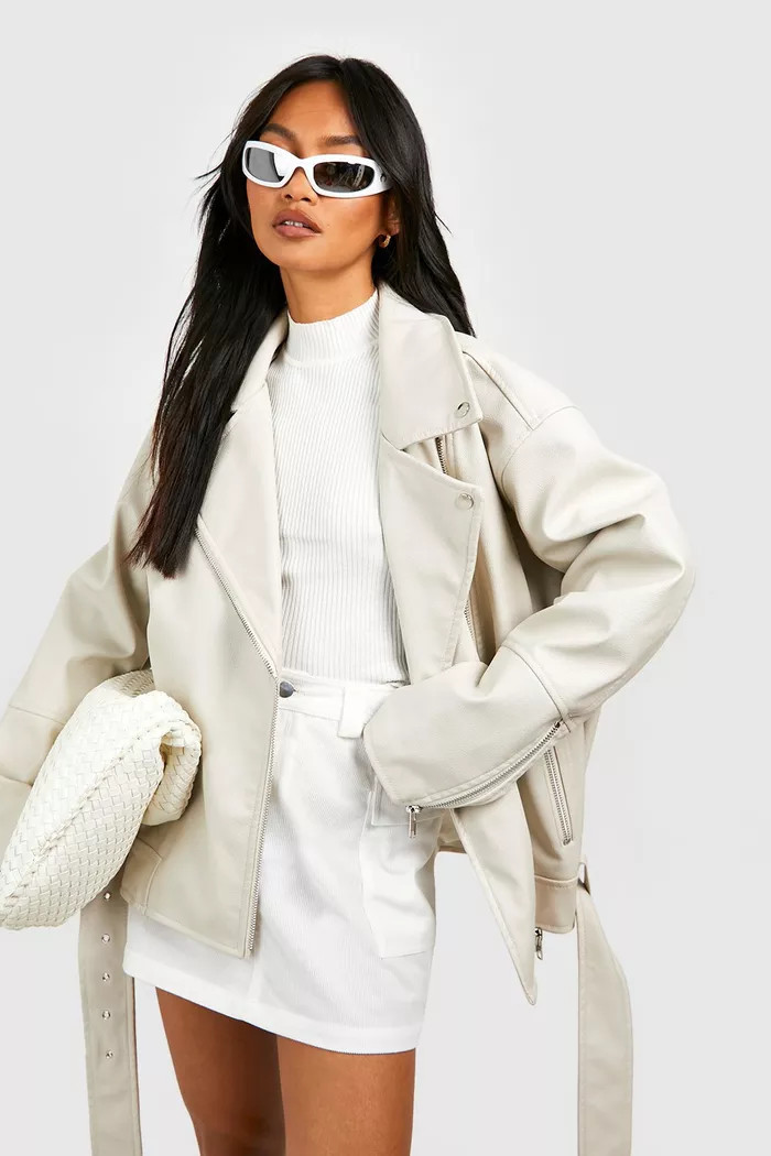 Super Oversized Belted Moto Jacket | boohoo (US & Canada)