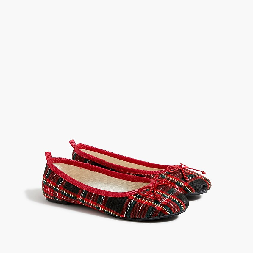 Girls' ballet flats in holiday tartan | J.Crew Factory