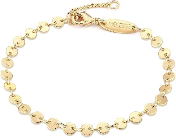 Mevecco Gold Tiny Pearl Bracelet,14K Gold Plated Cute Beaded Freshwater Cultured Pearls Tiny Char... | Amazon (US)