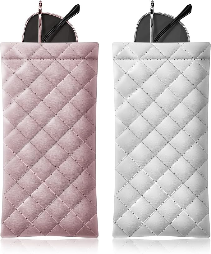 Squeeze Top Sunglass Pouch - Portable Sunglass Organizer Pouch Bags Soft PU Leather Glasses 2 Pac... | Amazon (US)