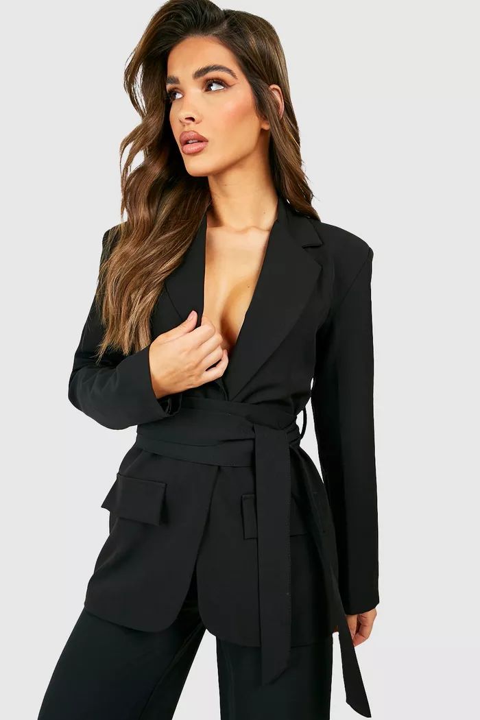 Obi Tie Waist Fitted Tailored Blazer | Boohoo.com (US & CA)