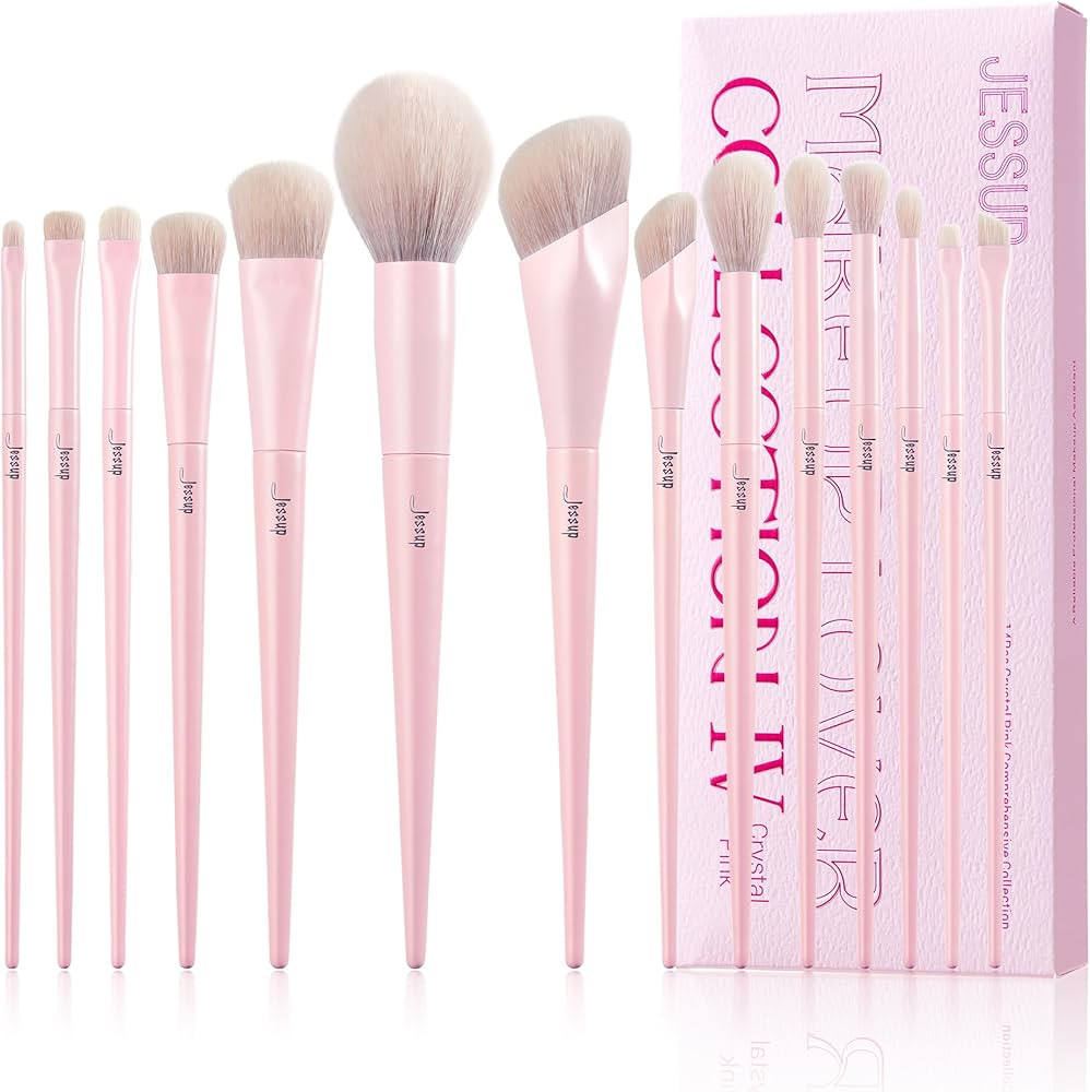 Jessup Pink Makeup Brushes Set 14Pcs Make up Brushes Premium Vegan Foundation Concealer Blush Eye... | Amazon (US)