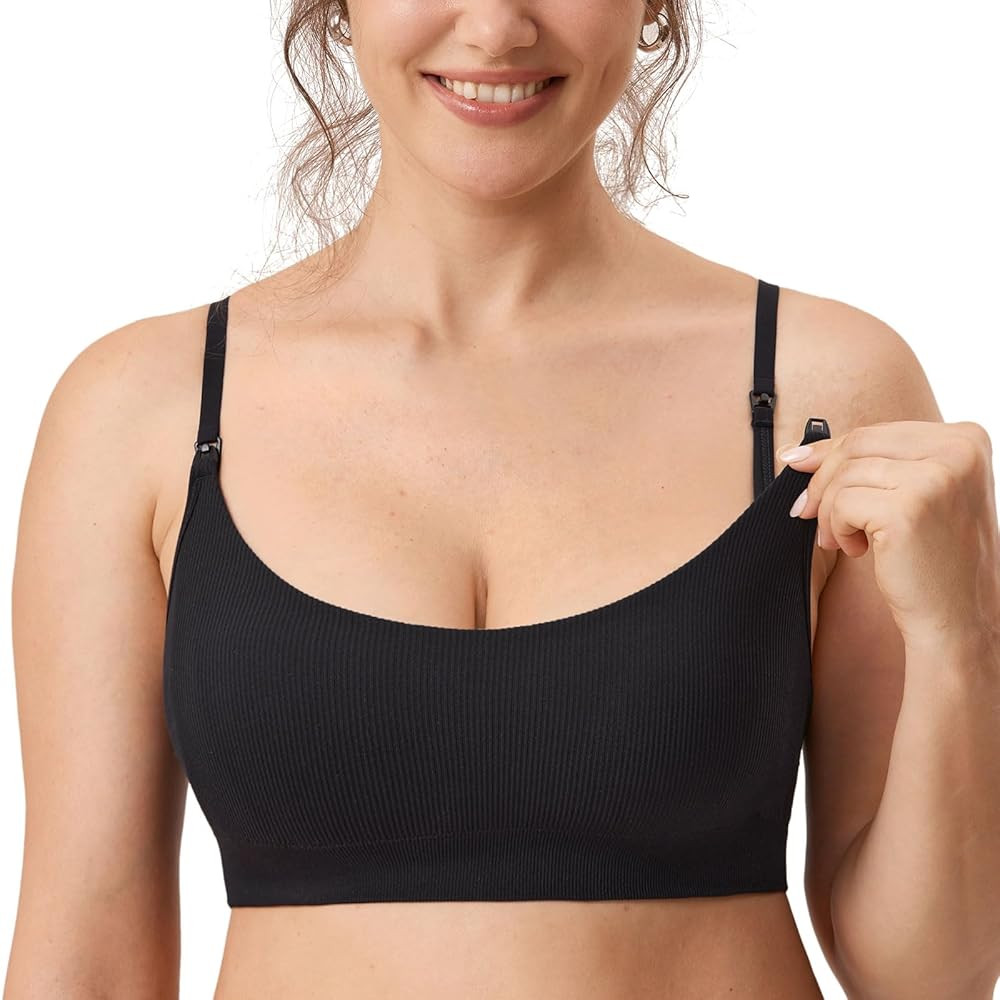 MOMANDA Ribbed Nursing Bras for Breastfeeding Support Maternity Sports Bra Wireless Seamless Slee... | Amazon (US)