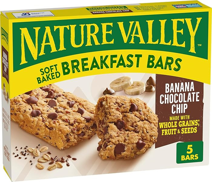 Nature Valley Soft Baked Breakfast Bars, Banana Chocolate Chip, Morning Snacks, 5 Bars, 8.85 oz | Amazon (US)