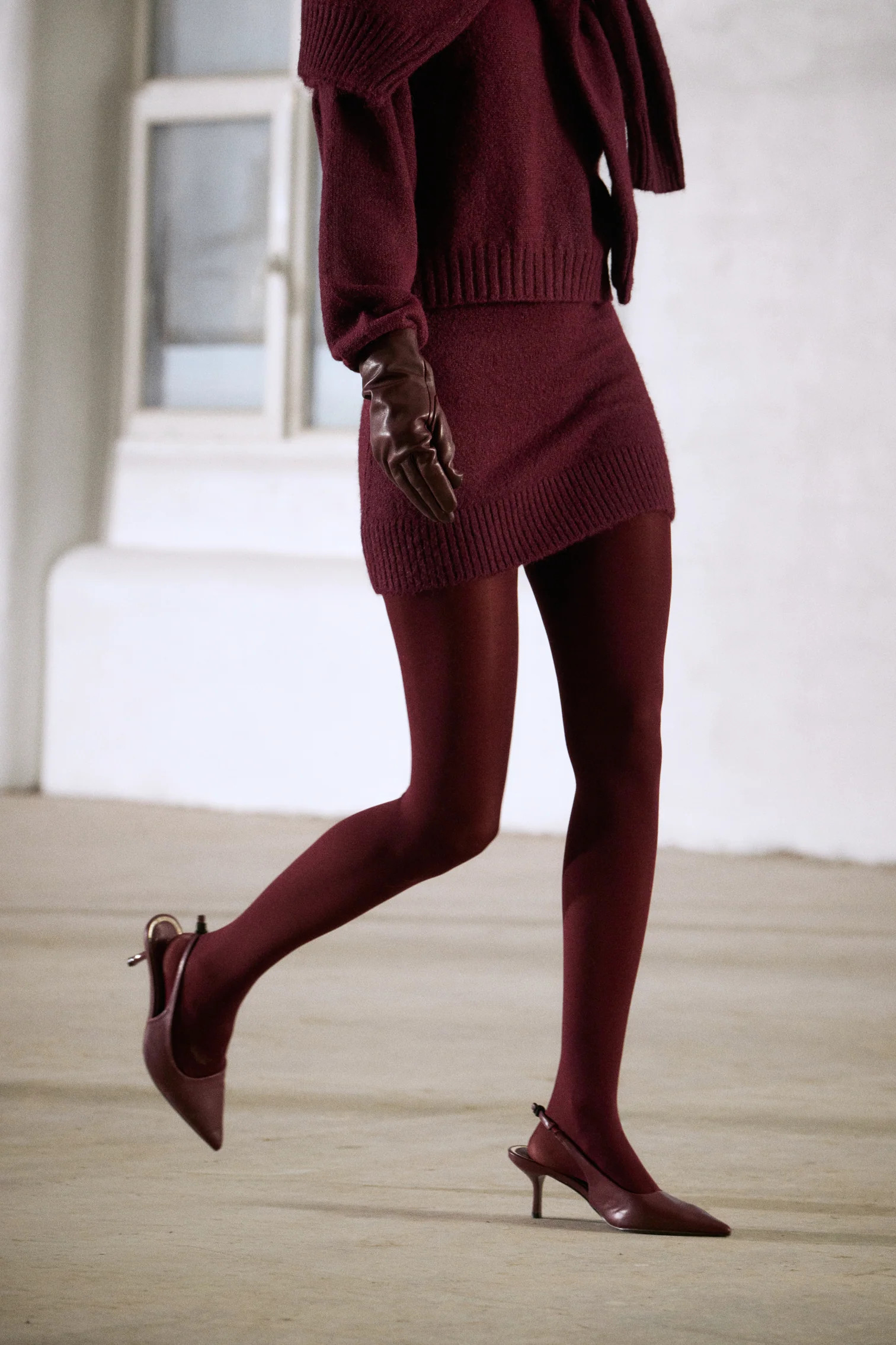 EMBLEM EMBROIDERED KNIT SKIRT - PLUM | The Couture Club