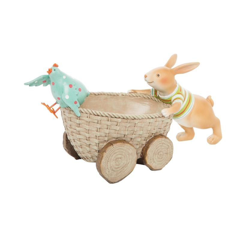 C&F Home Bunny Pushing Basket with Chick Hard Figure | HSN