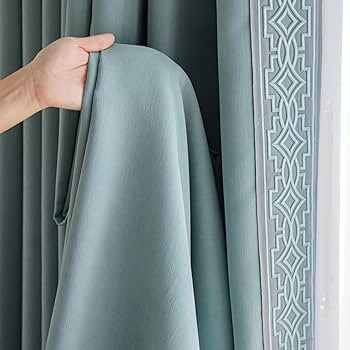 Linen Cotton Blackout Curtain, Pinch Pleat Curtains, Curtains with Embroidered Trim Panels for Living Room, Dining Room (50‘’W x 108‘’L(Set of 2)) | Amazon (US)
