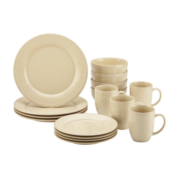 Rachael Ray 16-Piece Cucina Stoneware/Ceramic Dinnerware Set, Almond Cream | Walmart (US)