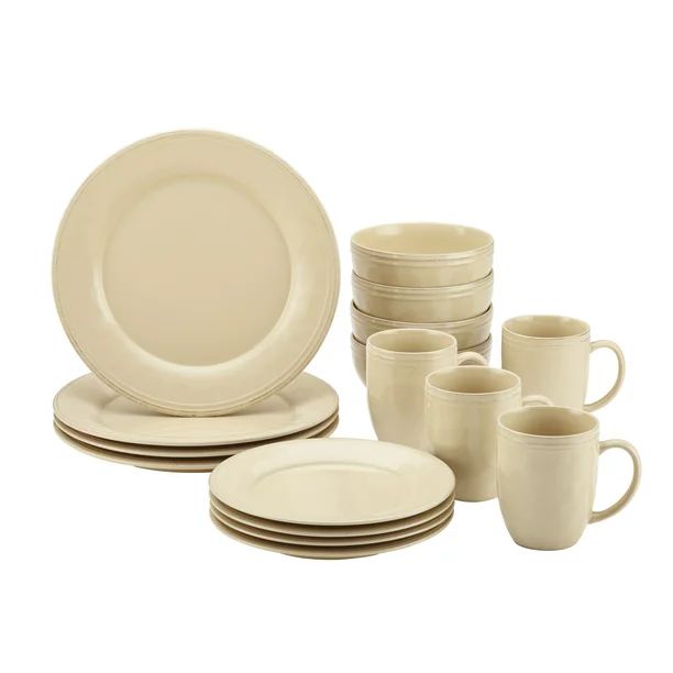 Rachael Ray 16-Piece Cucina Stoneware/Ceramic Dinnerware Set, Almond Cream | Walmart (US)