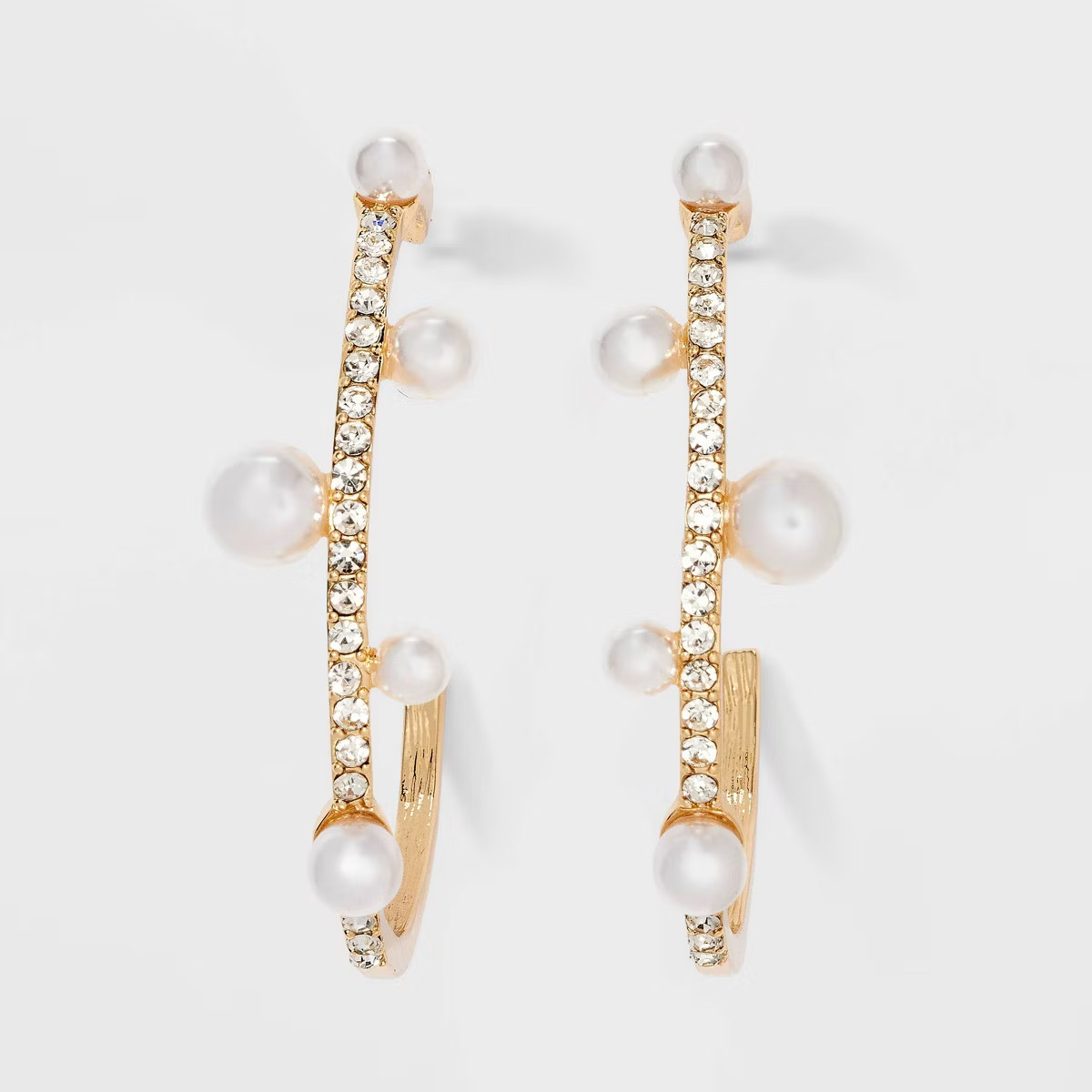 Pave Pearl Hoop Earrings - A New Day™ Gold | Target