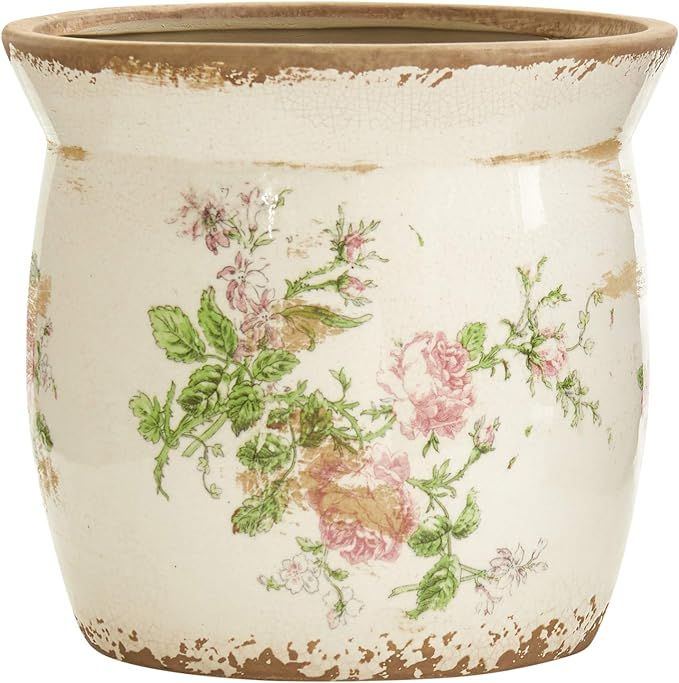 Nearly Natural 8in. Tuscan Ceramic Floral Print Planter | Amazon (US)