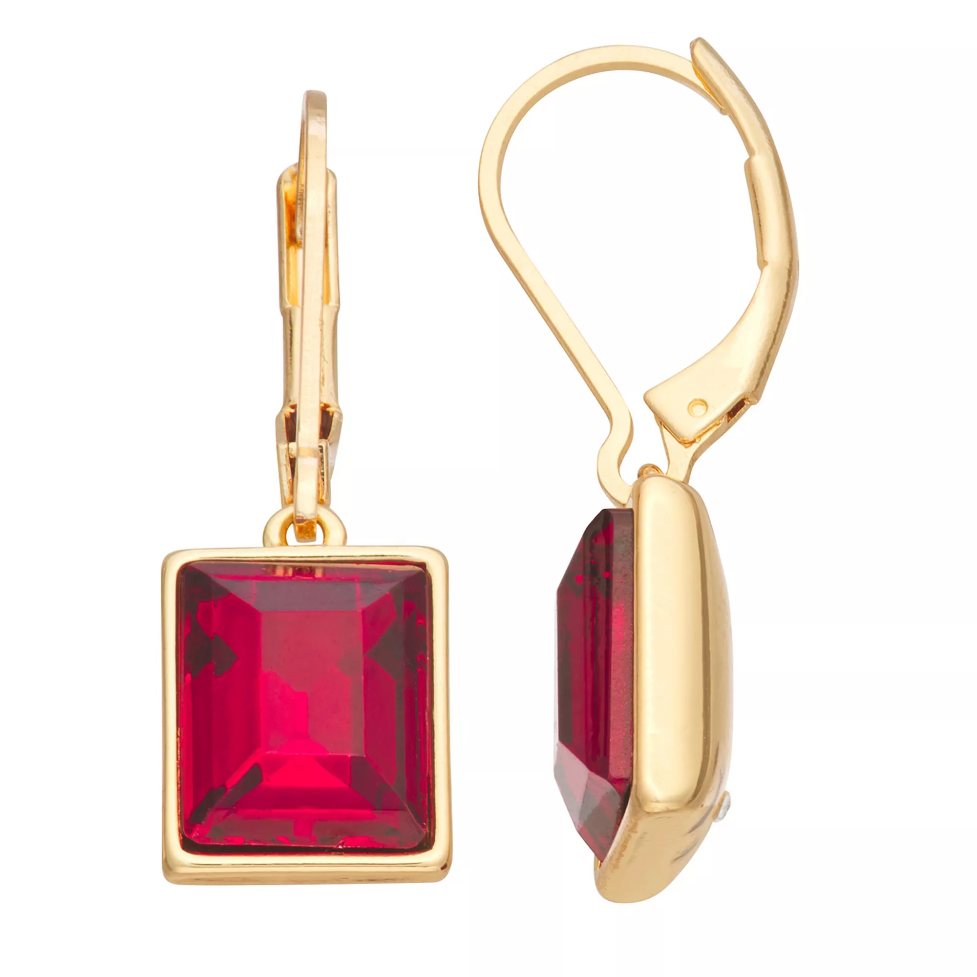 Nine West Gold-Tone Simulated Gemstone Leverback Earrings | Kohl's