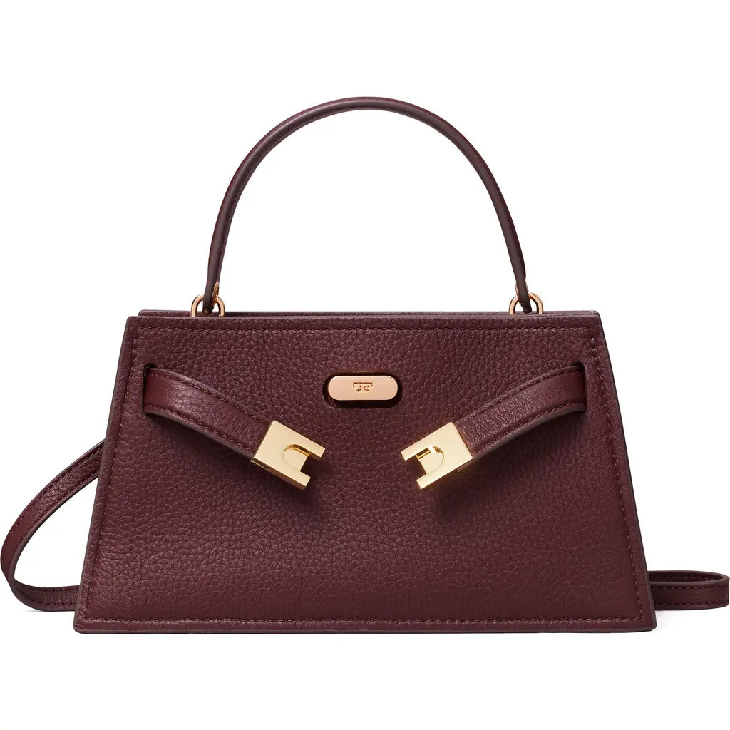 Tory Burch Mini Lee Radziwill Pebble Leather Satchel in Dark Carmine at Nordstrom | Nordstrom