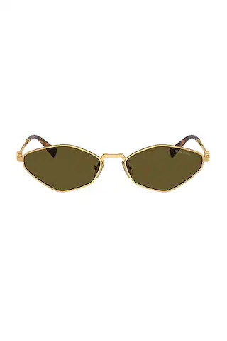 Miu Miu Narrow Oval Sunglasses in Gold  | FWRD | FWRD 