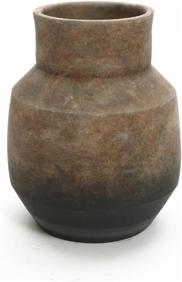 LuxenHome Rustic Ceramic Flower Vase,Farmhouse Vintage Pottery for Shelf Decor Room Decor,Brown O... | Amazon (US)