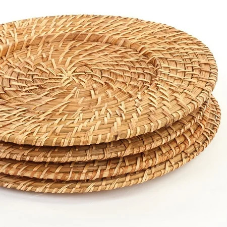 DIY Wedding Koyal Wholesale Honey Brown Rattan Charger Plate, 4-Pack | Walmart (US)