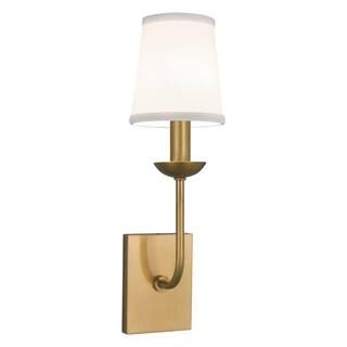 Circa 1-Light Aged Brass Wall Sconce | The Home Depot