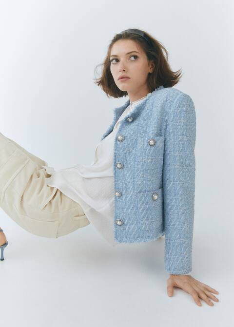 Pocket tweed jacket | MANGO (UK)