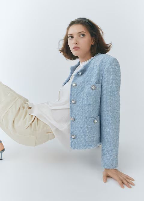 Pocket tweed jacket | MANGO (UK)