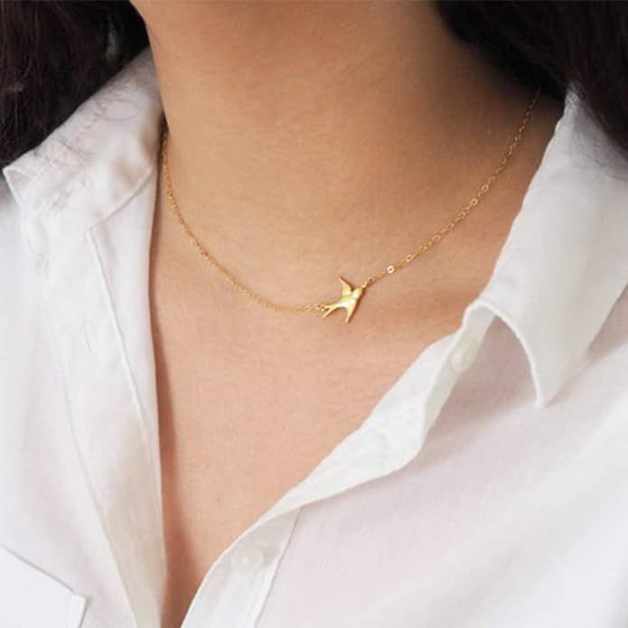 Yalice Fashion Sparrow Swallow Necklace Chain Sideways Bird Necklaces Jewelry for Women and Girls | Amazon (US)