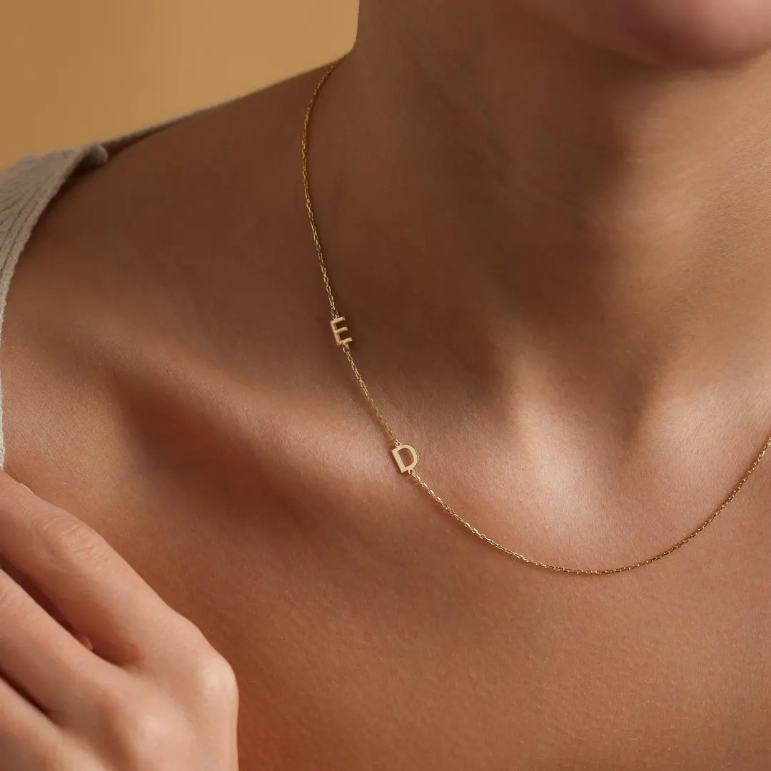 14k Gold Initial Necklace , Personalized Initial Necklace , Letter Necklace , Personalized Jewelr... | Etsy (US)