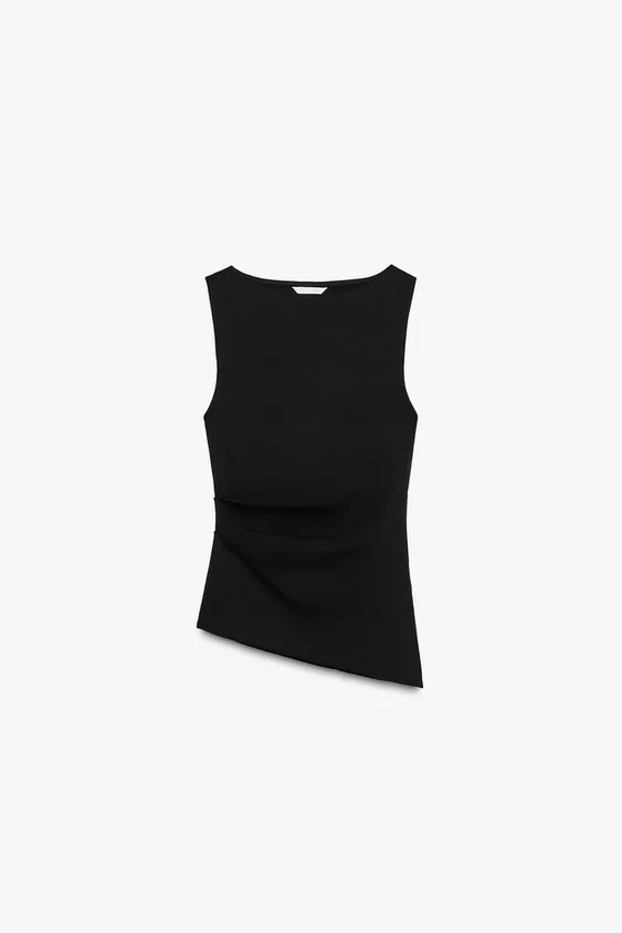 ASYMMETRICAL RUCHED T-SHIRT | Zara US