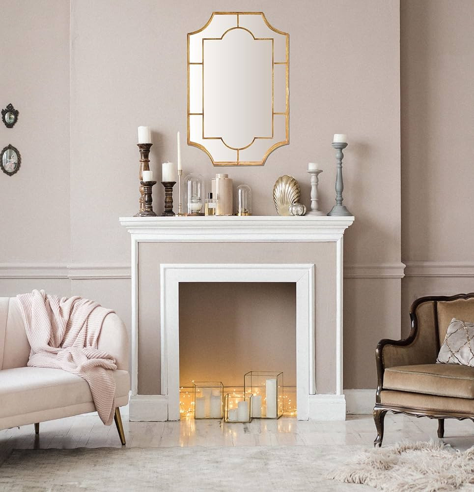 Creative Co-Op Art Deco Metal Framed Wall Mirror, Gold | Amazon (US)