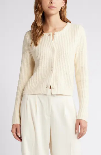 Open Edit Cropped Fisherman Cardigan | Nordstrom | Nordstrom