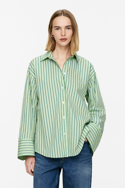 Wide-Sleeve Cotton Shirt – White/Green – Women – ARKET GB | Arket UK