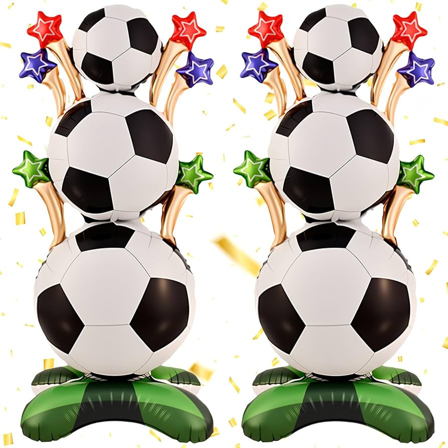 2Pcs Soccer Ball Foil Balloons Set, Self Standing Soccer Mylar Balloons for Soccer Party Decorati... | Amazon (US)