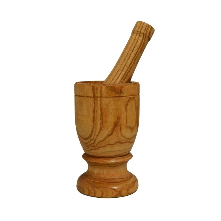 Imusa Small Traditional Wood Mortar and Pestle, Beige | Walmart (US)