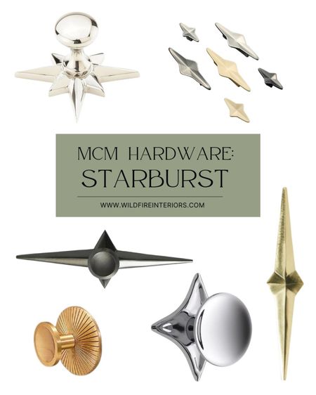 Mid-century modern cabinet hardware - starburst knobs and pulls. 
#kitchen #mcm #cabinethardware #mcmdecor 

#LTKhome