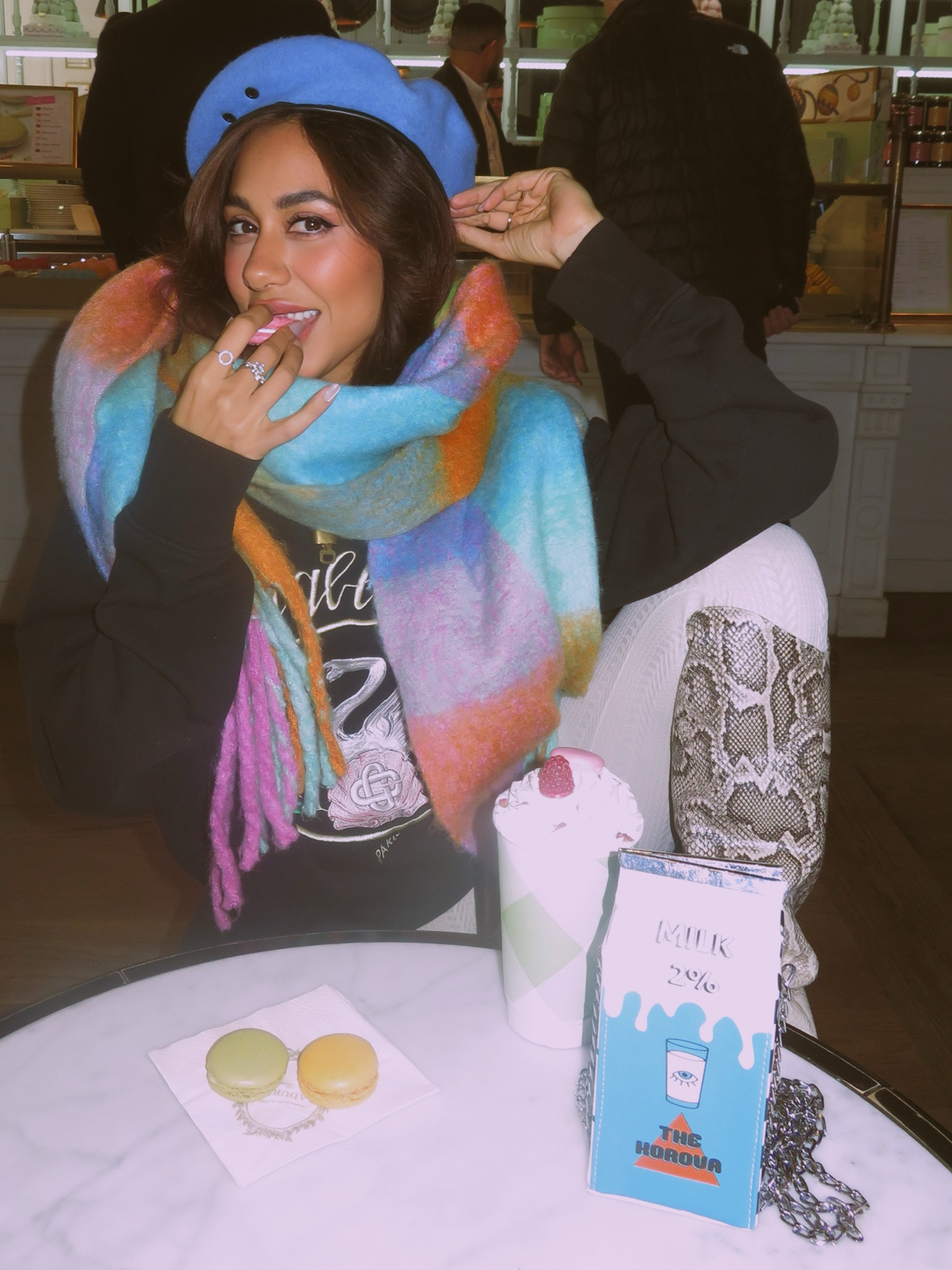 Playing with colors with this look! Thrifted crewneck and novelty handbag, mixed with colorful winter accessories to pull it all together. Winter boots by Schutz can be styled so many different ways!

#LTKShoeCrush #LTKStyleTip #LTKSeasonal